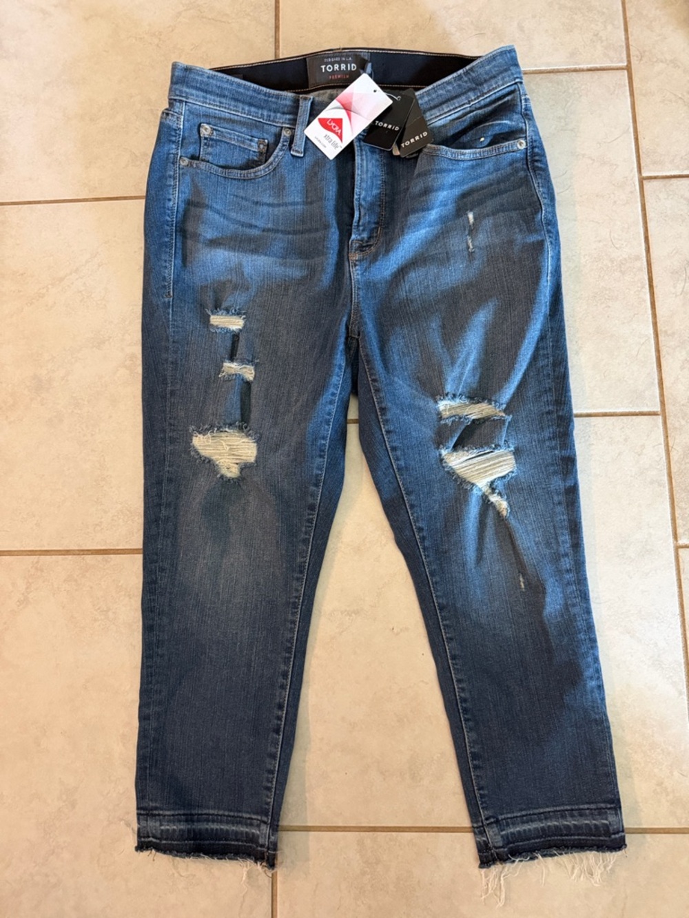 NWT Torrid Dark Blue Distressed Boyfriend Jeans